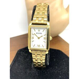 Bulova Women's Watch 97L177 Sutton Quartz Mother of Pearl Dial Gold Tone Tank